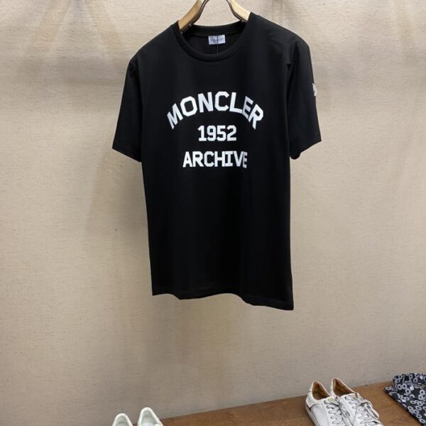designer,replica,clothing,fake,1:1,lv,luxury,high quality Moncler 25 spring and summer new flocked printed logo short-sleeved T-shirt (3891)