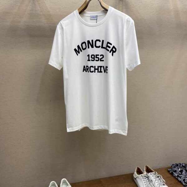 designer,replica,clothing,fake,1:1,lv,luxury,high quality Moncler 25 spring and summer new flocked printed logo short-sleeved T-shirt (6FF3)