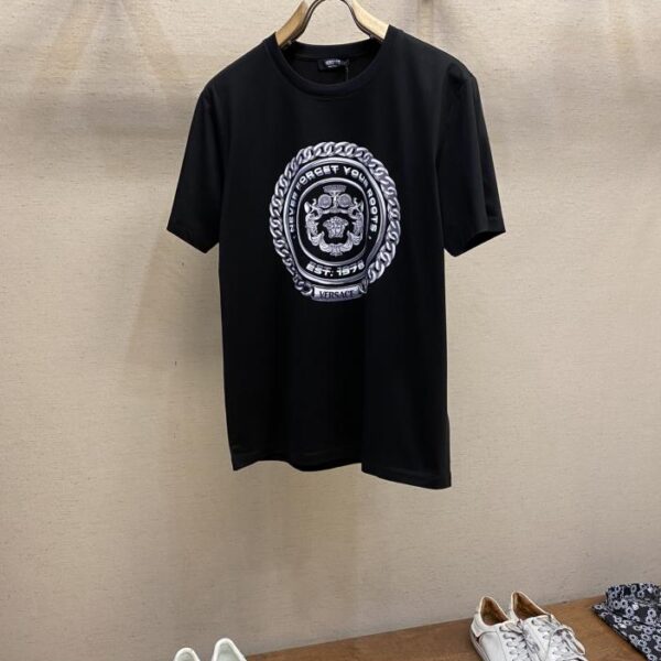 designer,replica,clothing,fake,1:1,lv,luxury,high quality Versace 25 spring and summer new CHAIN ​​CRES pattern short-sleeved T-shirt (4429)