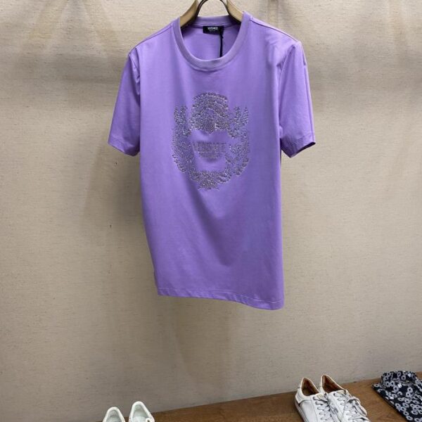 designer,replica,clothing,fake,1:1,lv,luxury,high quality Versace 25 spring and summer new crystal Crest logo short-sleeved T-shirt (2CA8)