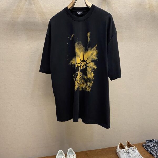 designer,replica,clothing,fake,1:1,lv,luxury,high quality Balenciaga Lady Liberty direct spray short-sleeved T-shirt (0661)