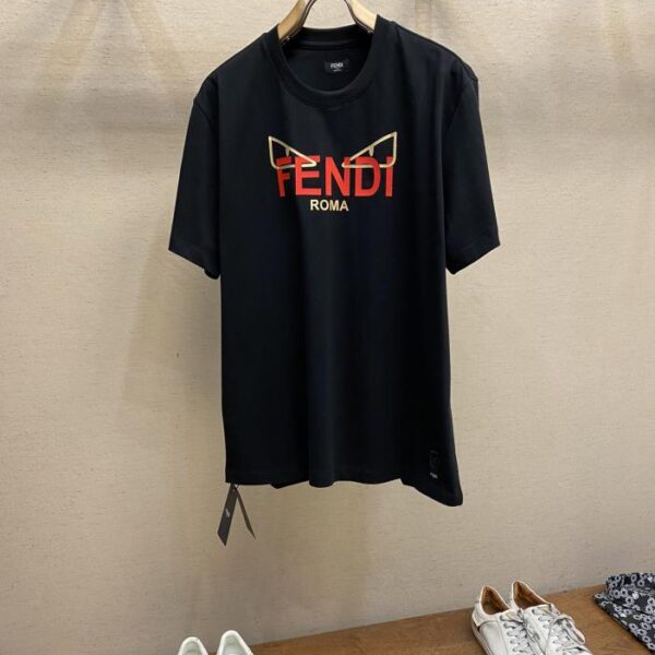 designer,replica,clothing,fake,1:1,lv,luxury,high quality Fendi Fendi cotton centenary return commemorative version of little monster three-dimensional printing hot stamping half-sleeved T-shirt (2D71)