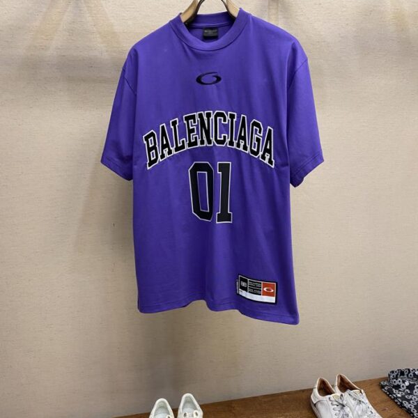 designer,replica,clothing,fake,1:1,lv,luxury,high quality Balenciaga basketball series embroidered printed jersey No. 01 short-sleeved T-shirt (DC77)