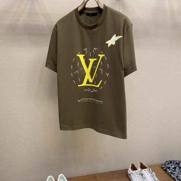 designer,replica,clothing,fake,1:1,lv,luxury,high quality LV 2025FW early spring pure cotton printed rhinestone half-sleeved T-shirt (3756)