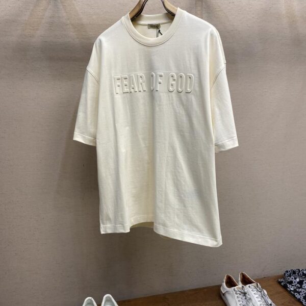 designer,replica,clothing,fake,1:1,lv,luxury,high quality FOG spring and summer new style FEAR OF GOD new embossed series short-sleeved T-shirt (B04E)