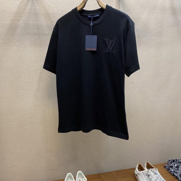 designer,replica,clothing,fake,1:1,lv,luxury,high quality LV 2025FW early spring pure cotton super heavy duty front and rear embroidered logo half-sleeved T-shirt (E1FB)
