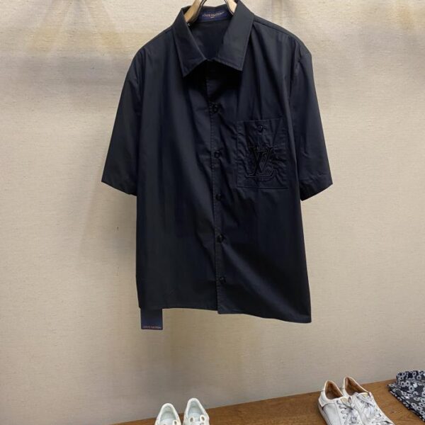 designer,replica,clothing,fake,1:1,lv,luxury,high quality Louis Vuitton 25ss lv cotton poplin short-sleeved shirt (7851)