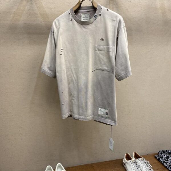 designer,replica,clothing,fake,1:1,lv,luxury,high quality MMY new washed and distressed short-sleeved T-shirt (8374)