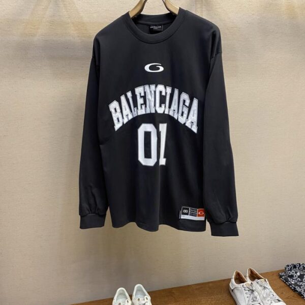 designer,replica,clothing,fake,1:1,lv,luxury,high quality Balenciaga 2025ss Basketball Series off-white vintage jersey large fit long-sleeved T-shirt (D34A)