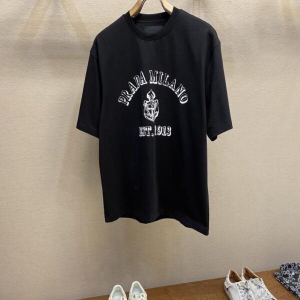 designer,replica,clothing,fake,1:1,lv,luxury,high quality Prada new pure cotton loose round neck short sleeves (76A2)