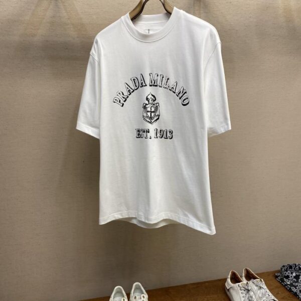 designer,replica,clothing,fake,1:1,lv,luxury,high quality Prada new pure cotton loose round neck short sleeves (9B38)