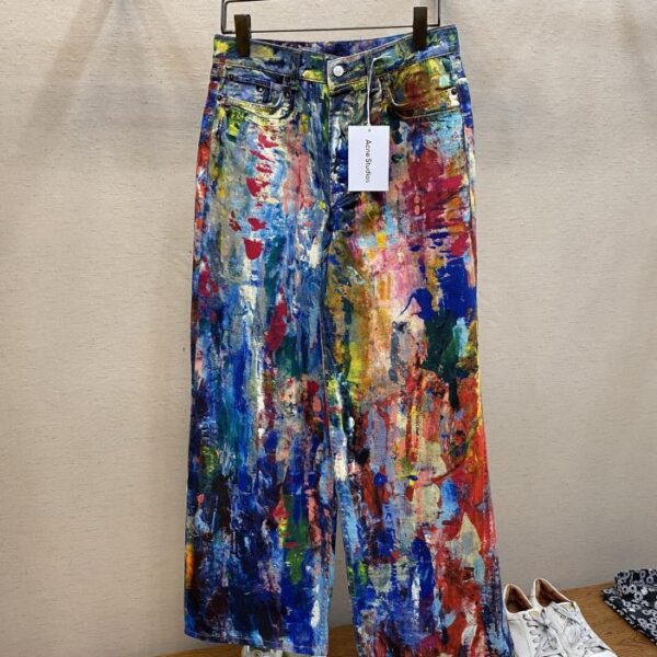 designer,replica,clothing,fake,1:1,lv,luxury,high quality Acne Studios 1981F loose colorful art student retro wide-leg jeans, same style for men and women (1783)