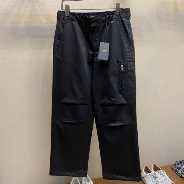 designer,replica,clothing,fake,1:1,lv,luxury,high quality Fendi pure black simple versatile casual overalls men’s casual pants (4F65)