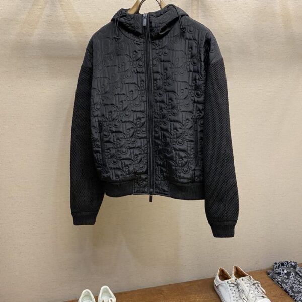 designer,replica,clothing,fake,1:1,lv,luxury,high quality Dior Oblique printed hooded knitted sweatshirt jacket (E74D)