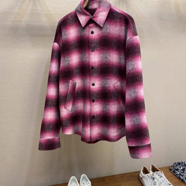 designer,replica,clothing,fake,1:1,lv,luxury,high quality Balenciaga early spring new plum pink and black plaid double-sided tweed style shirt jacket (B2EE)