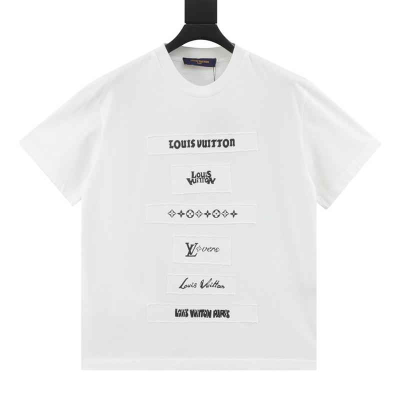 designer,replica,clothing,fake,1:1,lv,luxury,high quality LV  patch printed short sleeves (39E5)