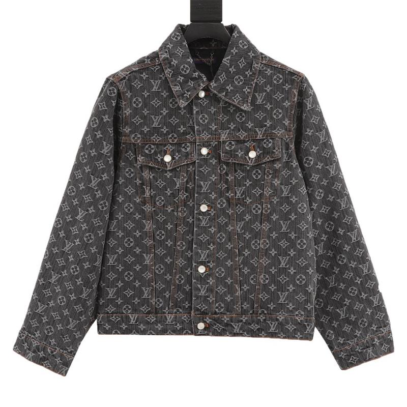 designer,replica,clothing,fake,1:1,lv,luxury,high quality LV  FA all-over printed presbyopic denim jacket (61D6)