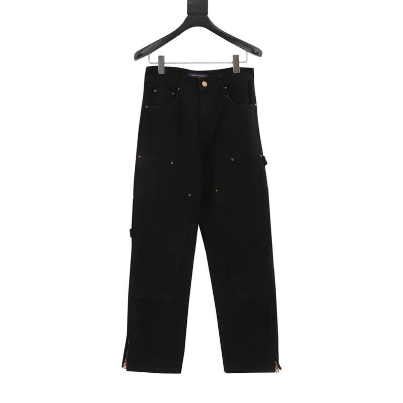 designer,replica,clothing,fake,1:1,lv,luxury,high quality LV  embossed presbyopic workwear denim trousers (21E5)