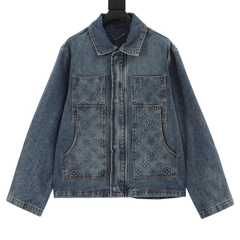 designer,replica,clothing,fake,1:1,lv,luxury,high quality LV  embossed denim jacket(7516)