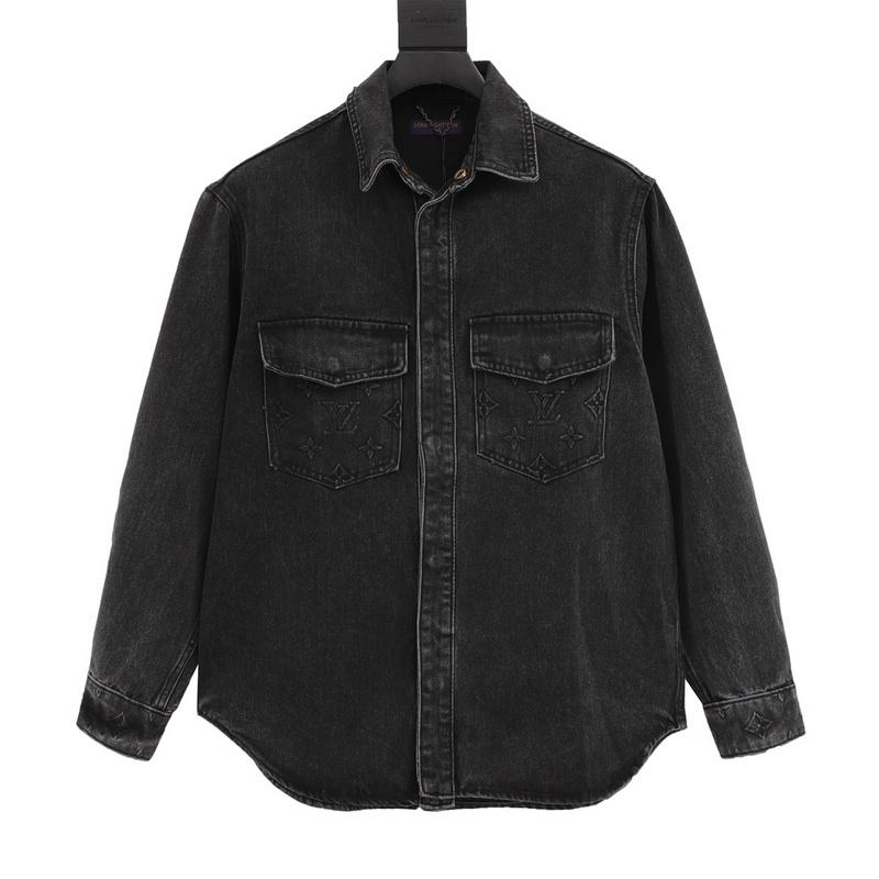 designer,replica,clothing,fake,1:1,lv,luxury,high quality LV  pocket embossed denim jacket shirt (DDC4)