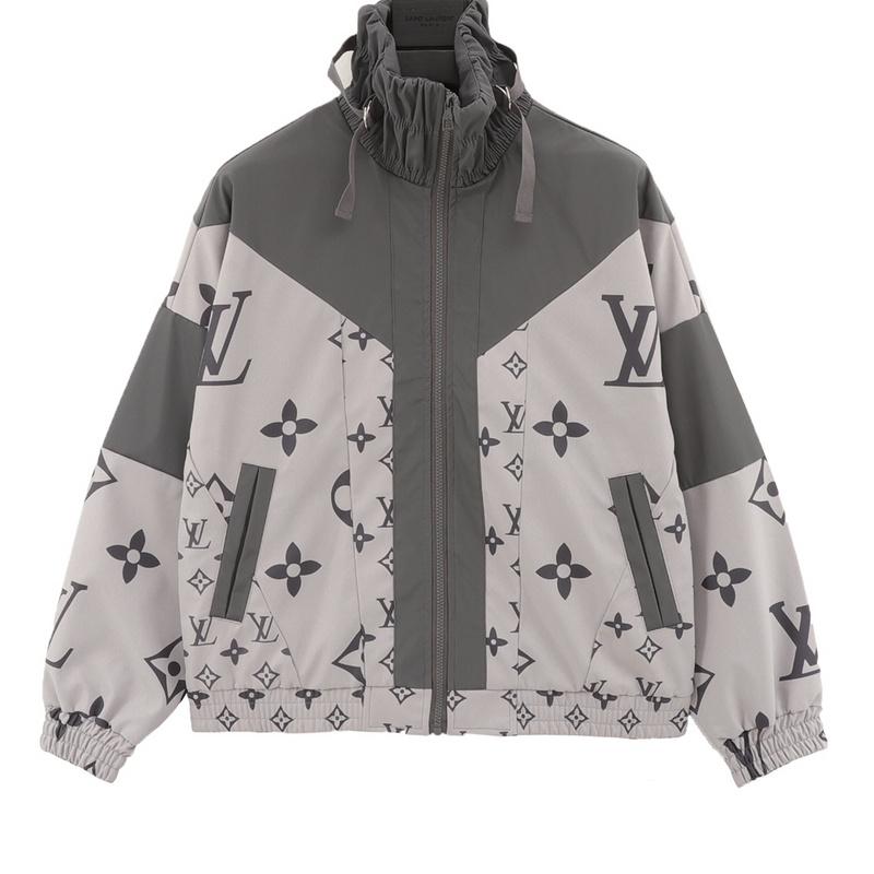 designer,replica,clothing,fake,1:1,lv,luxury,high quality LV  patchwork presbyopia all-over printed windbreaker zipper jacket (827F)
