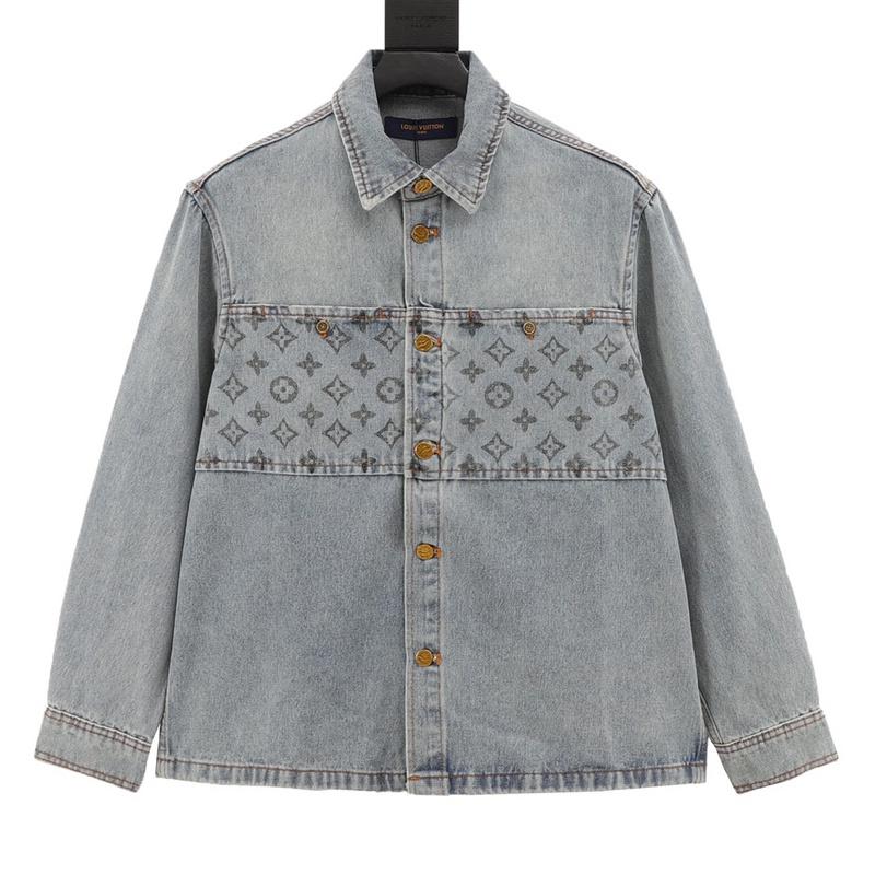 designer,replica,clothing,fake,1:1,lv,luxury,high quality LV  patchwork presbyopic denim long-sleeved jacket (434A)