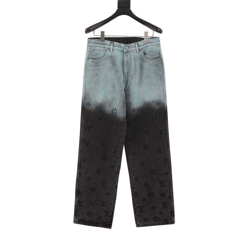 designer,replica,clothing,fake,1:1,lv,luxury,high quality LV  gradient embroidered denim trousers (AC99)