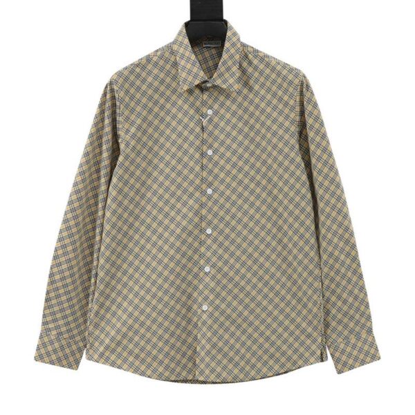 designer,replica,clothing,fake,1:1,lv,luxury,high quality Burberry plaid cotton long-sleeved shirt (73BC)