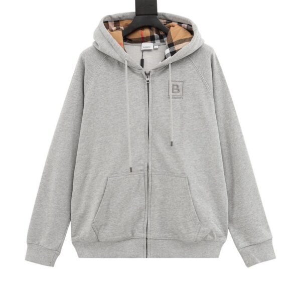 designer,replica,clothing,fake,1:1,lv,luxury,high quality Burberry B plaid hooded zipper hooded sweatshirt (6F75)