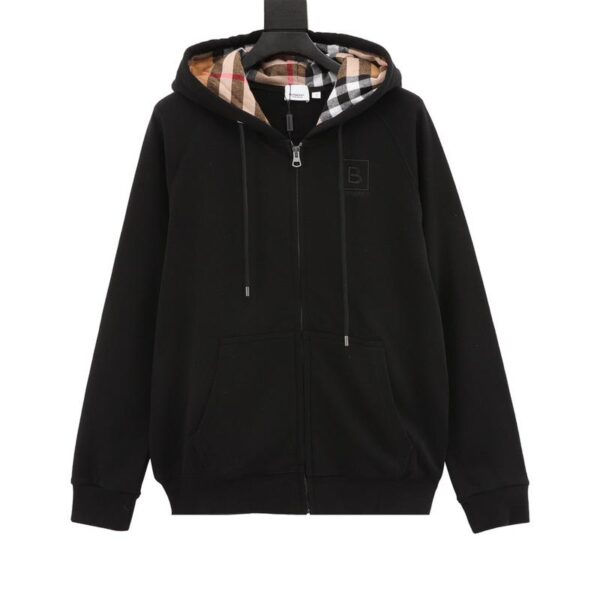 designer,replica,clothing,fake,1:1,lv,luxury,high quality Burberry B plaid hooded zipper hooded sweatshirt (DB19)