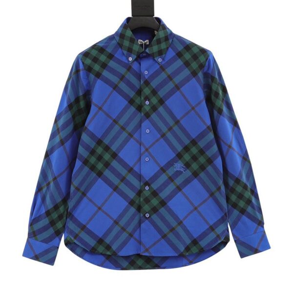designer,replica,clothing,fake,1:1,lv,luxury,high quality Burberry large plaid war horse embroidered cotton long-sleeved shirt (2F74)