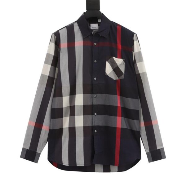 designer,replica,clothing,fake,1:1,lv,luxury,high quality Burberry large plaid striped long-sleeved shirt (1105)