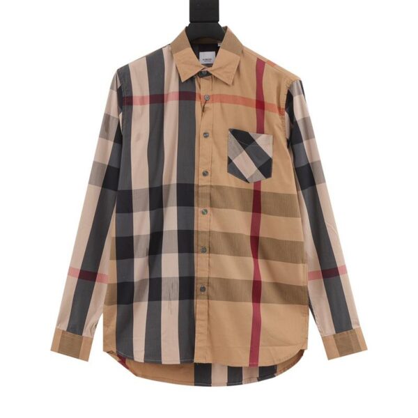 designer,replica,clothing,fake,1:1,lv,luxury,high quality Burberry large plaid striped long-sleeved shirt (739C)