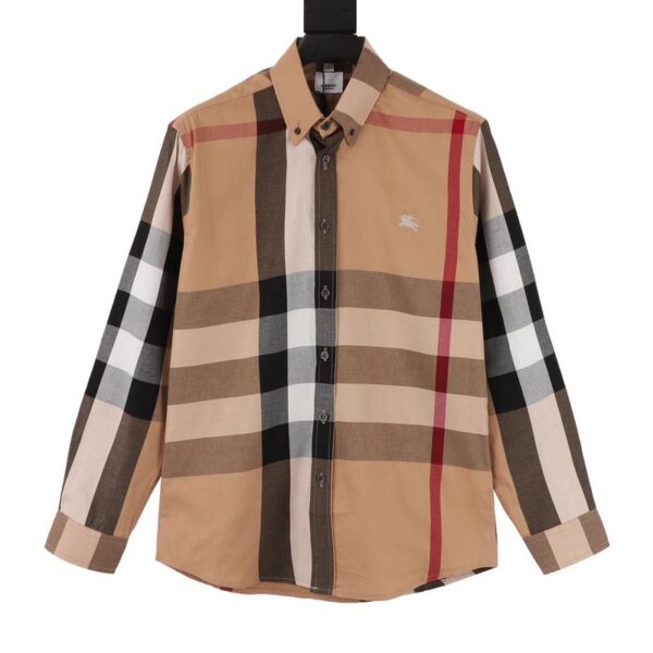 designer,replica,clothing,fake,1:1,lv,luxury,high quality Burberry new embroidered war horse logo striped long-sleeved shirt (EE73)