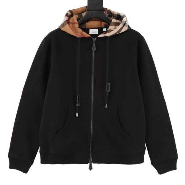 designer,replica,clothing,fake,1:1,lv,luxury,high quality Burberry plaid patchwork zipper hooded jacket (3808)