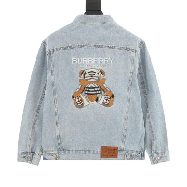 designer,replica,clothing,fake,1:1,lv,luxury,high quality Burberry classic embroidered bear LOGO denim jacket (AE56)