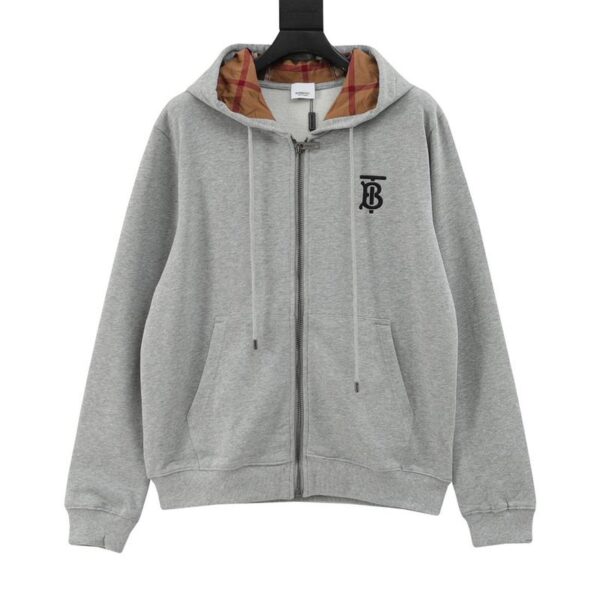 designer,replica,clothing,fake,1:1,lv,luxury,high quality Burberry chest logo plaid zipper hooded sweatshirt (735A)