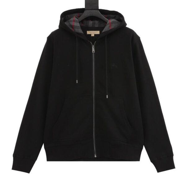 designer,replica,clothing,fake,1:1,lv,luxury,high quality Burberry Chest War Horse Embroidered Plaid Zipper Hooded Sweatshirt (D583)