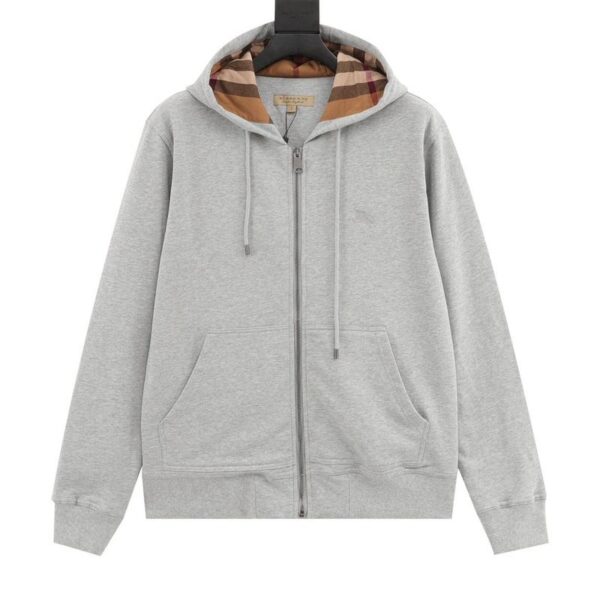 designer,replica,clothing,fake,1:1,lv,luxury,high quality Burberry Chest War Horse Embroidered Plaid Zipper Hooded Sweatshirt (DA25)
