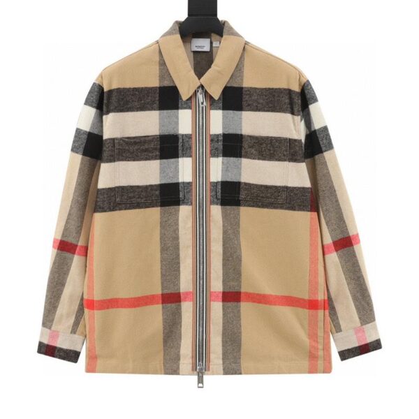 designer,replica,clothing,fake,1:1,lv,luxury,high quality BBR large plaid wool zipper shirt jacket (8E3F)