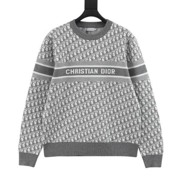 designer,replica,clothing,fake,1:1,lv,luxury,high quality Dior all over printed old flower jacquard crew neck sweater (EC48)