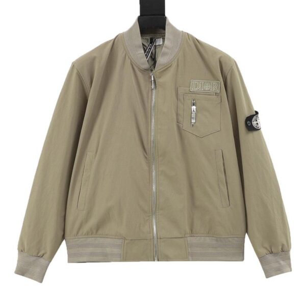 designer,replica,clothing,fake,1:1,lv,luxury,high quality Dior & Stone lsland Stone Island joint embroidered letter baseball jacket (9DB9)