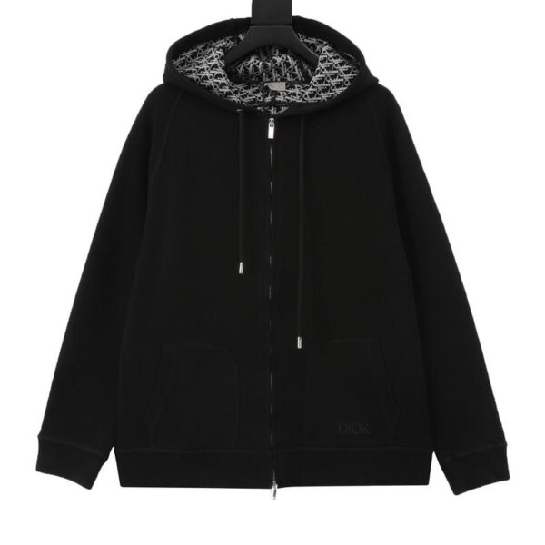 designer,replica,clothing,fake,1:1,lv,luxury,high quality Dior letter embroidered jacquard cashmere knitted zipper hoodie (5BCC)