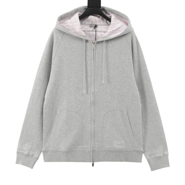 designer,replica,clothing,fake,1:1,lv,luxury,high quality Dior letter embroidered jacquard cashmere knitted zipper hoodie (5E23)