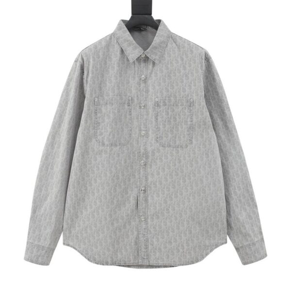 designer,replica,clothing,fake,1:1,lv,luxury,high quality Dior all-over printed presbyopic suit denim shirt (C9C1)