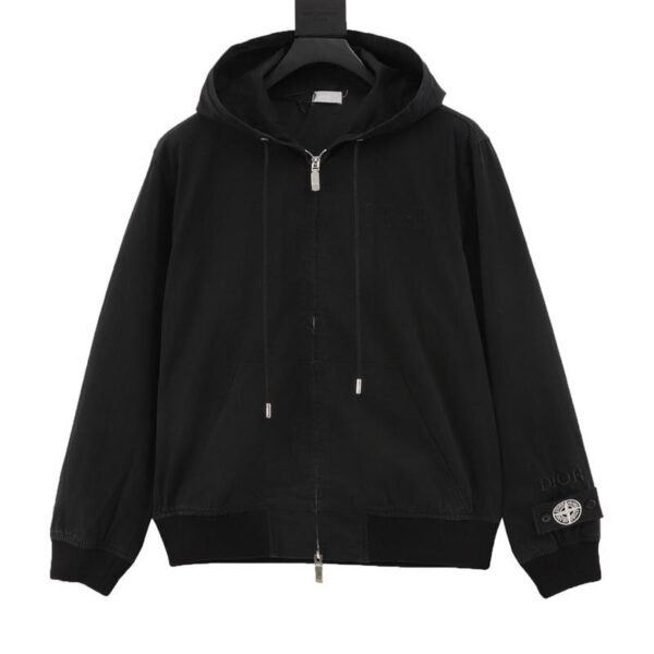 designer,replica,clothing,fake,1:1,lv,luxury,high quality Dior & Stone lsland Stone Island joint embroidered letter hooded windbreaker jacket (7452)
