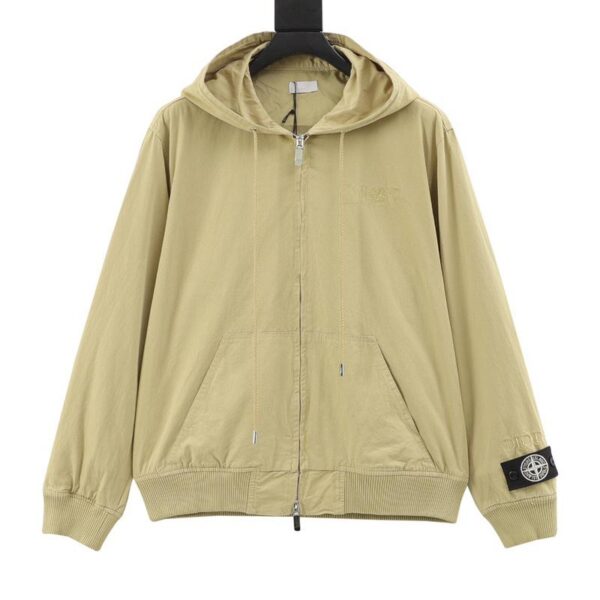 designer,replica,clothing,fake,1:1,lv,luxury,high quality Dior & Stone lsland Stone Island joint embroidered letter hooded windbreaker jacket (EBC5)