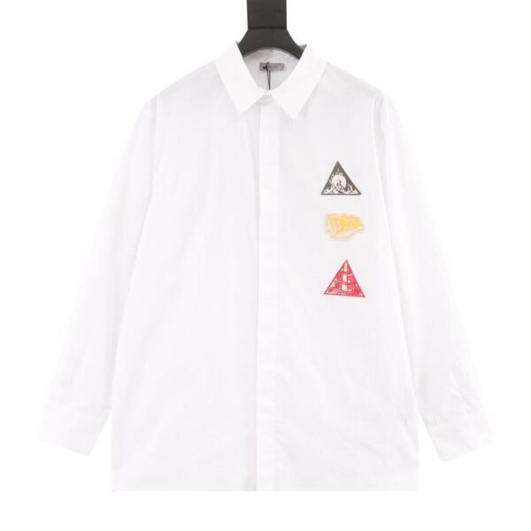 designer,replica,clothing,fake,1:1,lv,luxury,high quality Dior embroidered logo poplin long-sleeved shirt (8BCF)