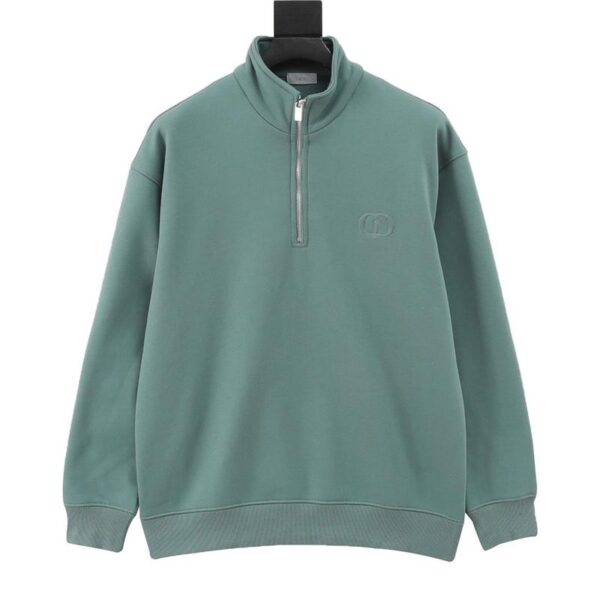 designer,replica,clothing,fake,1:1,lv,luxury,high quality Dior round embroidery half-zip stand collar sweatshirt (1BA2)