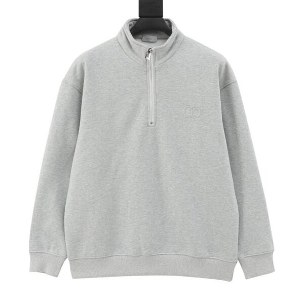 designer,replica,clothing,fake,1:1,lv,luxury,high quality Dior round embroidery half-zip stand collar sweatshirt (8E51)